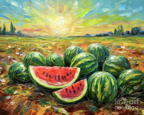 Summer Digital Art - Watermelon Field by Macro Abundance