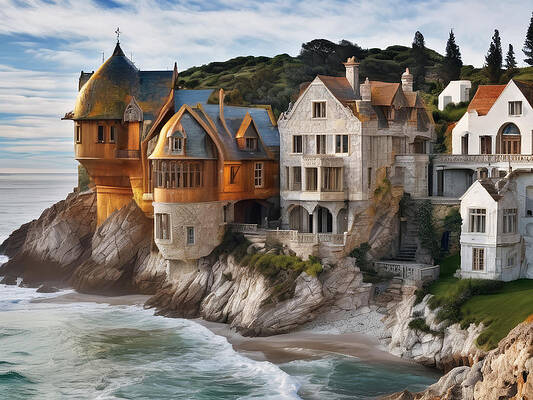 Architecture Wall Art featuring the digital art Wave-Proof House by Eris And AI