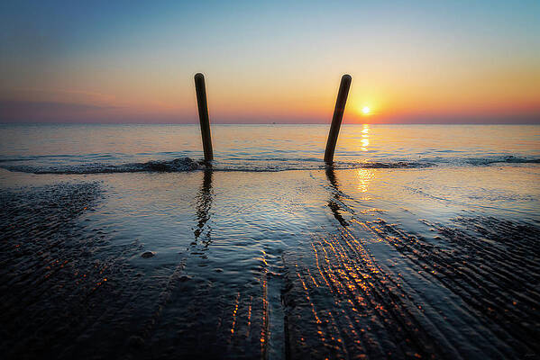 Reflection Wall Art featuring the photograph Waveland Shoreline Morning by Owen Weber