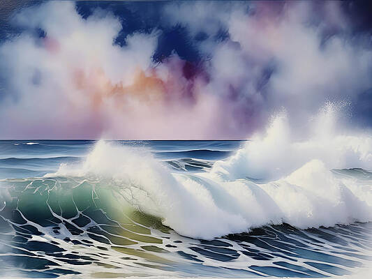 Sky Digital Art - Waves And Splashy Clouds by Eris And AI
