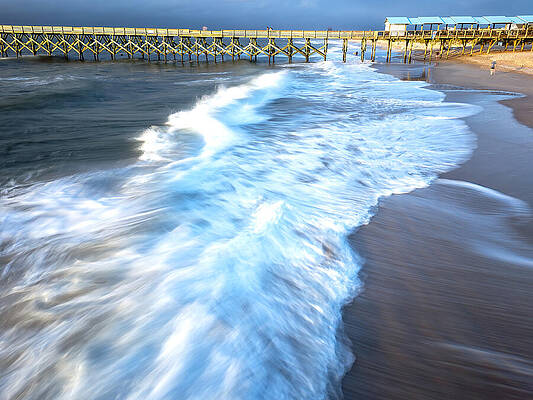 Waves Crashing Near Wooden Pier Wall Art