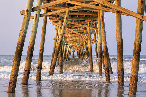 Wave Wall Art featuring the photograph Waves Under The Oceana Fishing Pier by Donna Twiford