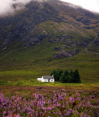 Cottage Nestled Beneath Majestic Mountain Wall Art