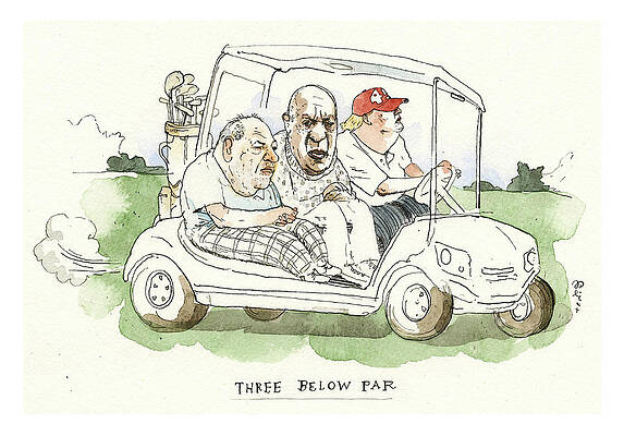 Celebrity Painting - Weinstein, Cosby, And Trump Play A Round by Barry Blitt