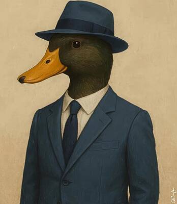 Wall Art featuring the digital art Well Dressed Duck by Colin Hardman
