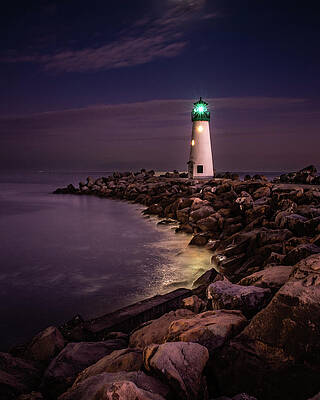 Wall Art featuring the photograph Werner Lighthouse At Night by Matt Halvorson