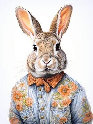 Portrait Painting - Western Rabbit by Land of Dreams