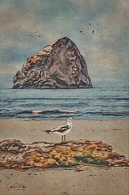 Seagull on Rocky Beach Wall Art