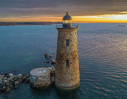 Maine Photograph - Whaleback Light At Dawn by Veterans Aerial Media LLC