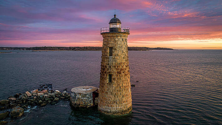 Maine Photograph - Whaleback Light Morning by Veterans Aerial Media LLC