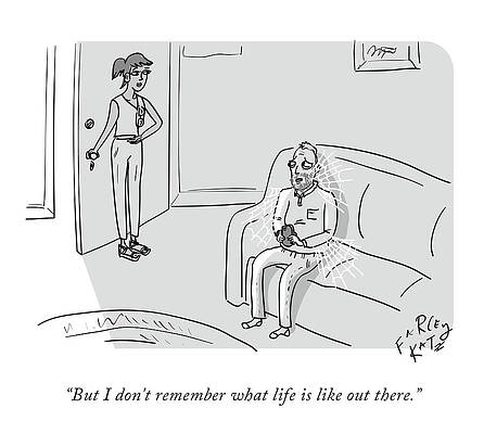 Outdoors Drawing - What Life Is Like by Farley Katz