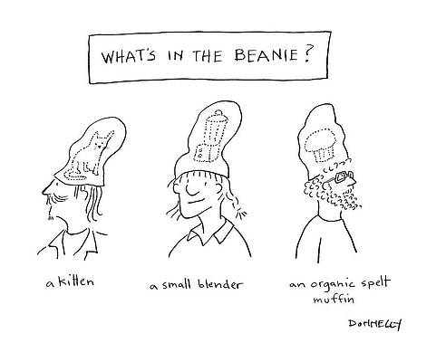 Organic Wall Art featuring the drawing What's In The Beanie by Liza Donnelly