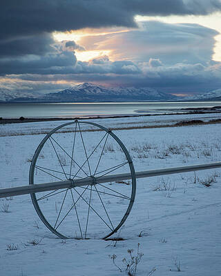 Moody Wall Art featuring the photograph Wheel Line And Lenticular Cloud - Honey Lake Valley - Lassen County California by Mike Lee
