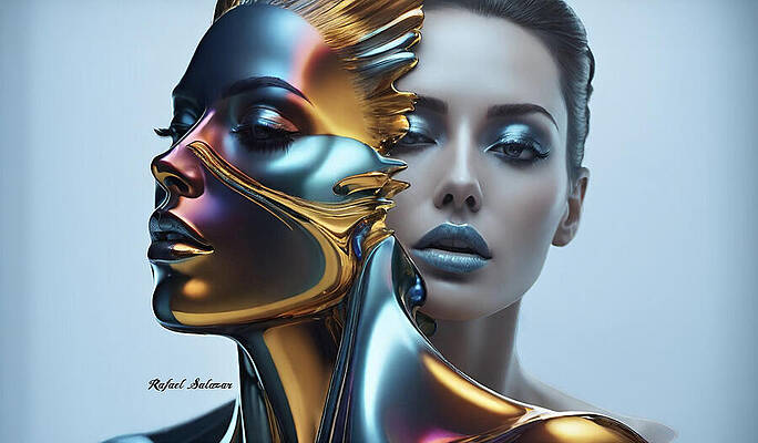 Wall Art featuring the digital art When Humanity Meets The Future In Perfect Harmony by Rafael Salazar