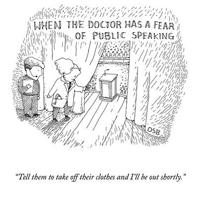 Curtain Drawing - When The Doctor Has A Fear Of Public Speaking by Oren Bernstein