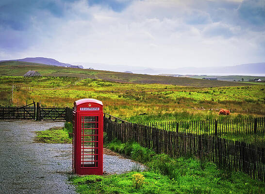 Red Telephone Box in Countryside Wall Art