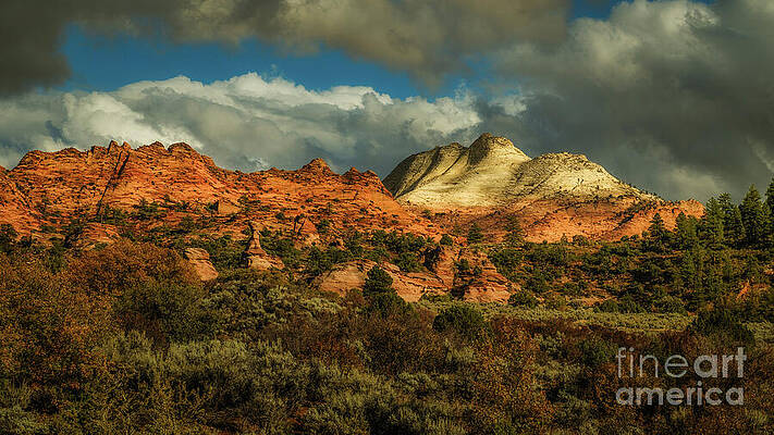 Sunlit Red Rock Mountains Wall Art