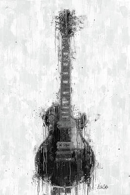 Iconic Guitar in Black and White Digital Art