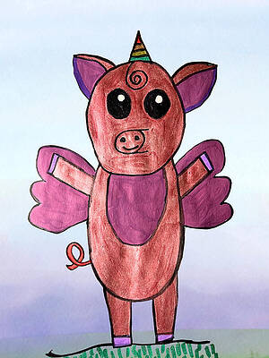 Wall Art featuring the drawing Whimsical Alipig by Onedayoneimage Photography