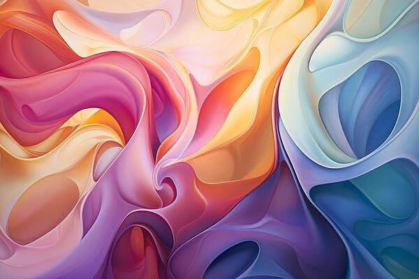 Vibrant Wall Art featuring the painting Whispering Winds by Land of Dreams