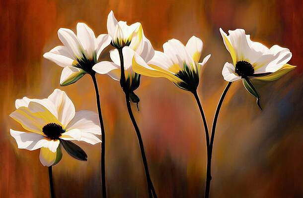 Summer Wall Art featuring the digital art White Flowers by Ursula Abresch