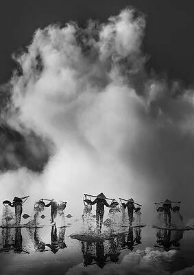 Cloud Reflections in Black and White Photograph