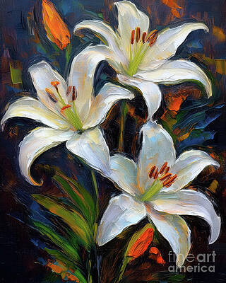 Vibrant White Lilies in Bloom Wall Art