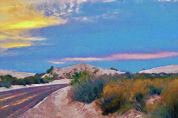 Nature Wall Art featuring the mixed media White Sands New Mexico At Dusk Painting by Tatiana Travelways