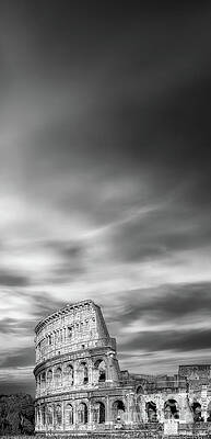 Sky Wall Art featuring the photograph Wide Hi-Res Colosseum Black And White by Stefano Senise