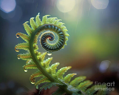 Nature Wall Art featuring the ai art Wild Fern by Macro Abundance