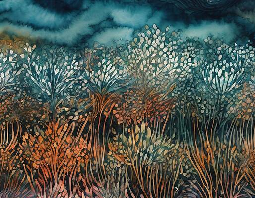 Vibrant Digital Art - Wild Field by Eris And AI