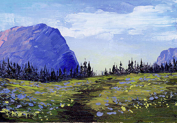 Mountain Wall Art featuring the painting Wildflowers At Logan Pass by Raette Meredith