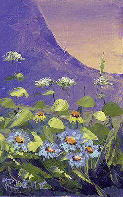 Mountain Wall Art featuring the painting Wildflowers In Glacier by Raette Meredith