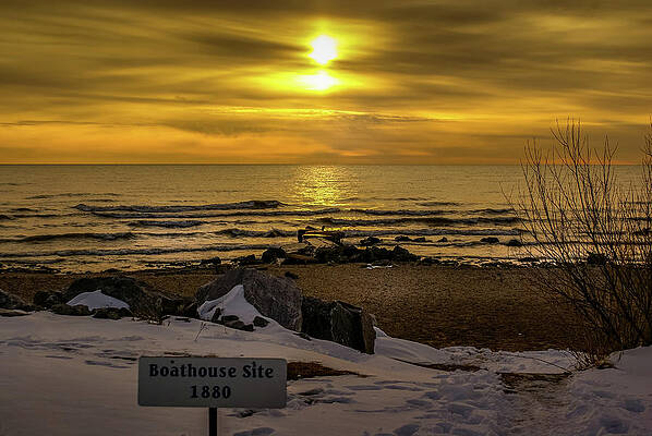 Wall Art featuring the photograph Wind Point Boathouse Site by Deb Beausoleil