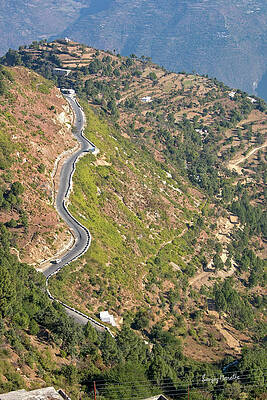 Hill Station Wall Art featuring the photograph Winding Road-4, New Tehri by Sanjay Marathe