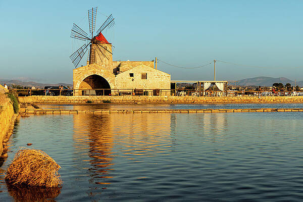 Reflection Wall Art featuring the photograph Windmill At Salt Museum With Reflection by Craig A Walker