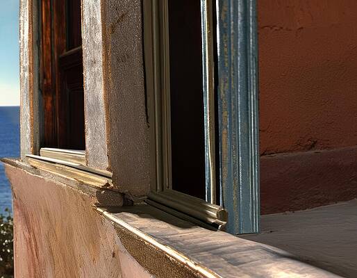 Ocean Wall Art featuring the digital art Window - Detail - Under Renovation by Eris And AI