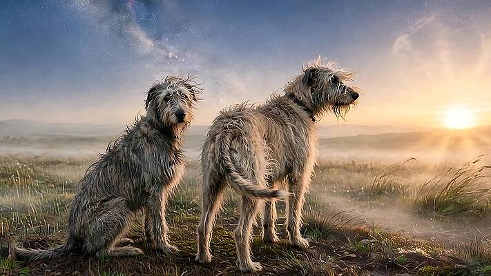 Two Dogs at Sunrise Digital Art