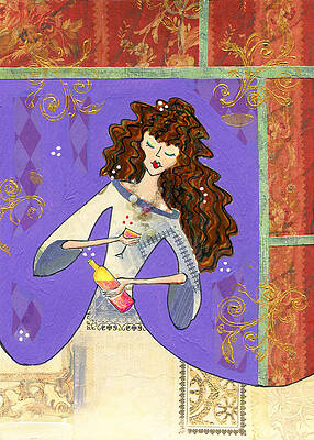 Wall Art featuring the mixed media Wine Princess - Elegant by Jennifer Gregory