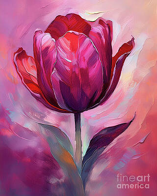 Beautiful Wall Art featuring the ai art Wine Tulip by Macro Abundance