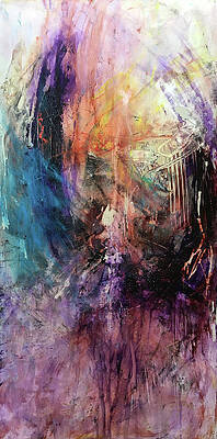 Abstract Wall Art featuring the painting Wings Tearing Angel by Rodney Frederickson