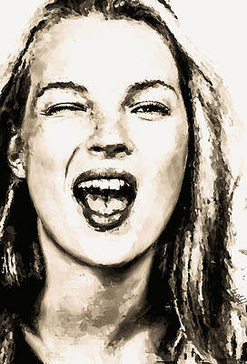 Dramatic Digital Art - Kate Moss, Absolutely Fabulous by Gradify Creations