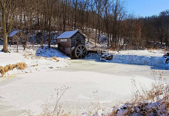 Winter at the Historic Watermill Wall Art