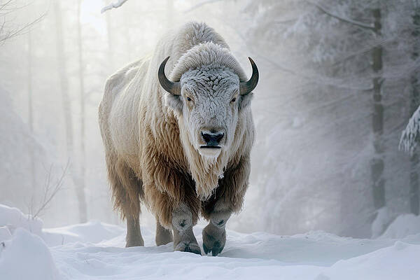 Tree Digital Art - Winter Bison by Ron Weathers