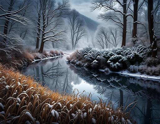 Digital Art - Winter Creek by Deb Beausoleil