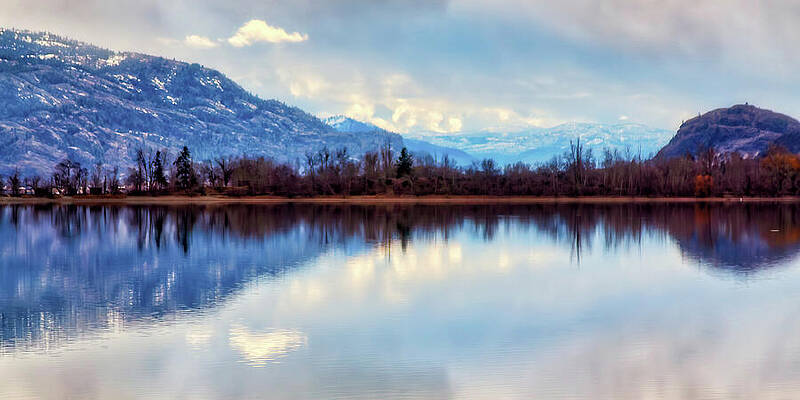 Wall Art featuring the photograph Winter End Lake Reflections In Penticton, BC, Canada by Tatiana Travelways