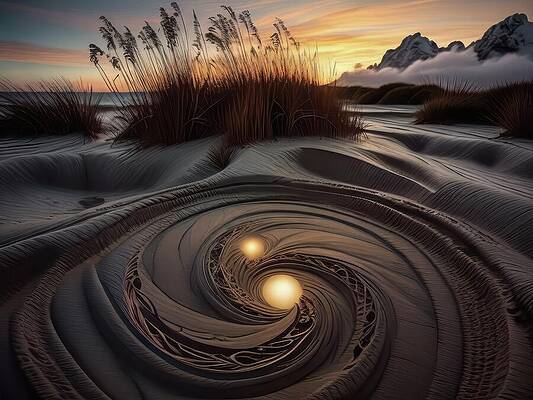 Swirling Pattern in Sand Dunes Digital Art