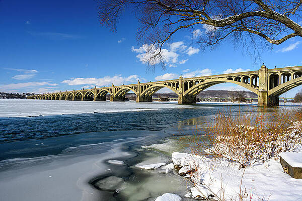 Pennsylvania Photograph - Winter Morning At Veteran's Memorial Bridge by Anthony Hightower