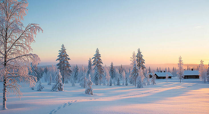 Nature Wall Art featuring the ai art Winter Serenity At Sunrise by The Luxury Art Collection