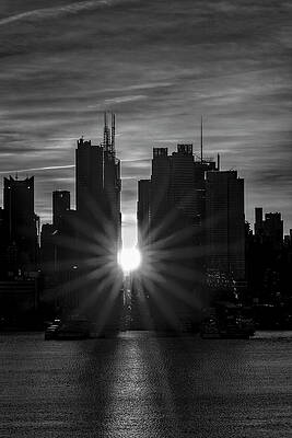 Monochromatic Photograph - Winter Solstice Manhattanhenge BW by Susan Candelario